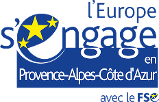 Logo de l'Europe s'engage qui a accompagné la boutique de bijoux en corail L'atelier du corail à Marseille et Cassis.